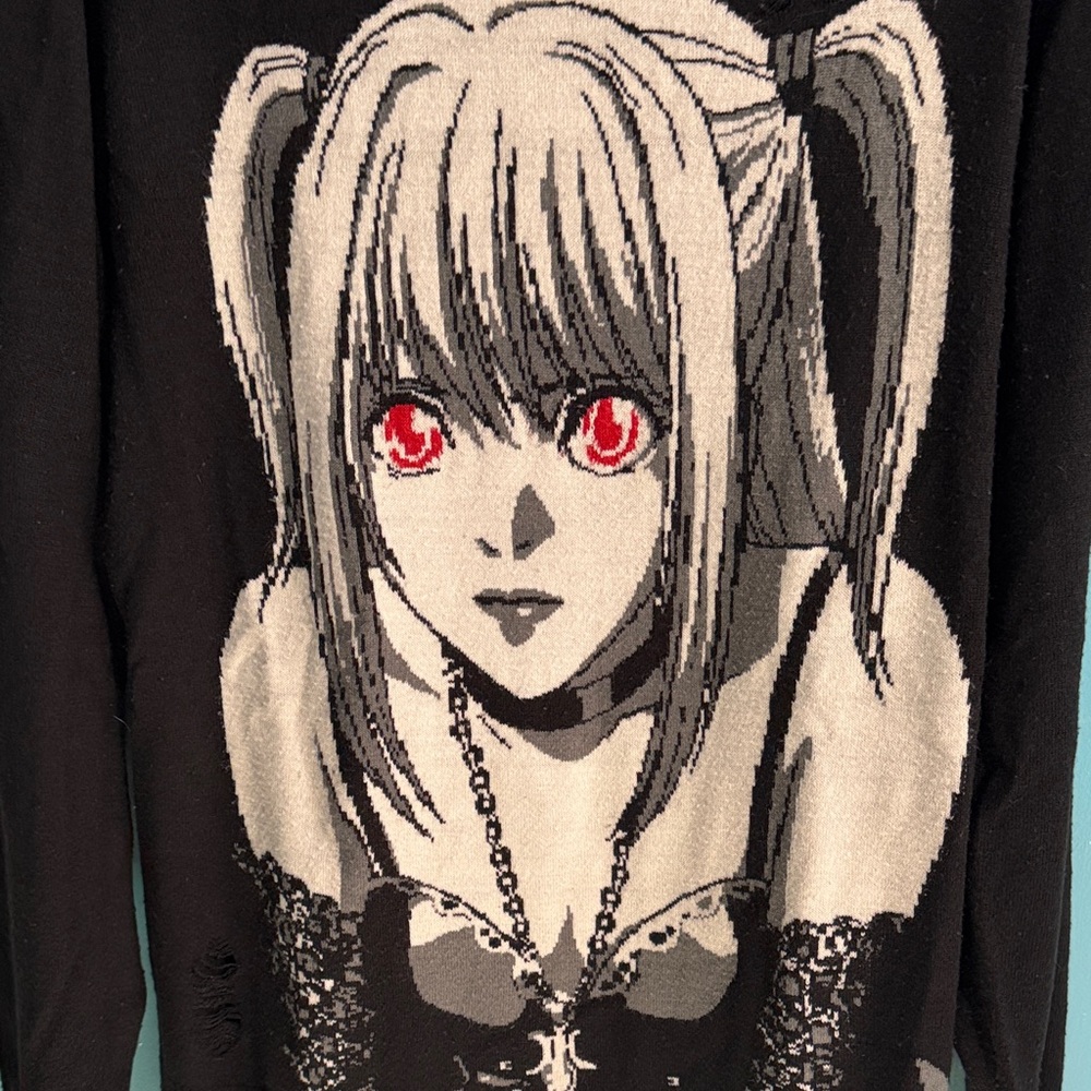 Hot Topic: Death Note Misa Distressed Knit Sweater Anime - Picture 3 of 6